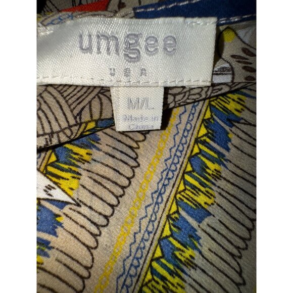 UMGEE Boho Kimono Cardigan With Pom Pom Trim Navy Blue Red Yellow M/L Western - Picture 5 of 8